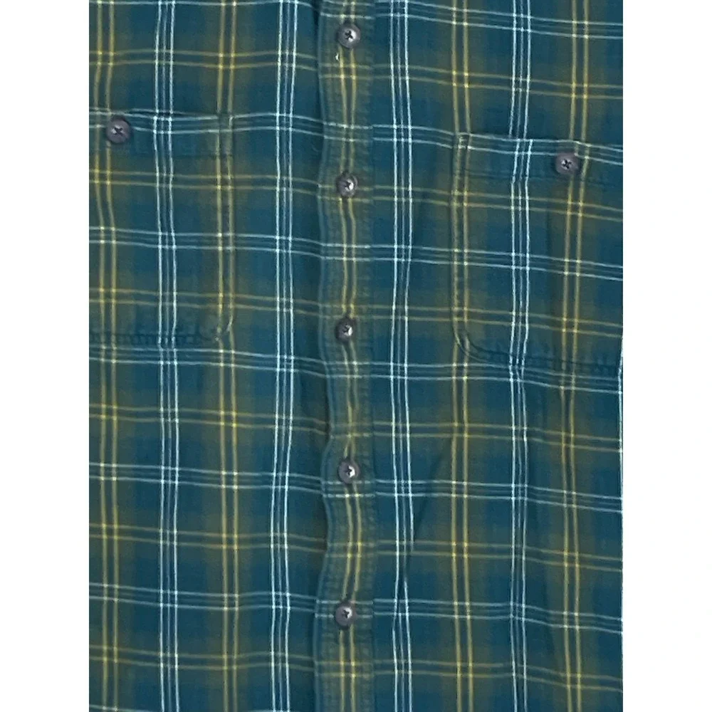 Duluth Trading Co Mens Shirt 2XL/Tall Flannel Green Plaid Button Down Outdoors